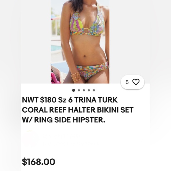 Trina Turk Coral Reef Halter Bikini Top Sz M - Picture 4 of 5